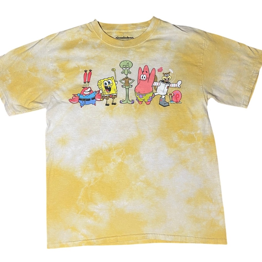 Nickelodeon SpongeBob SquarePants Tie Dye Graphic T-Shirt Yellow Women's Sz M